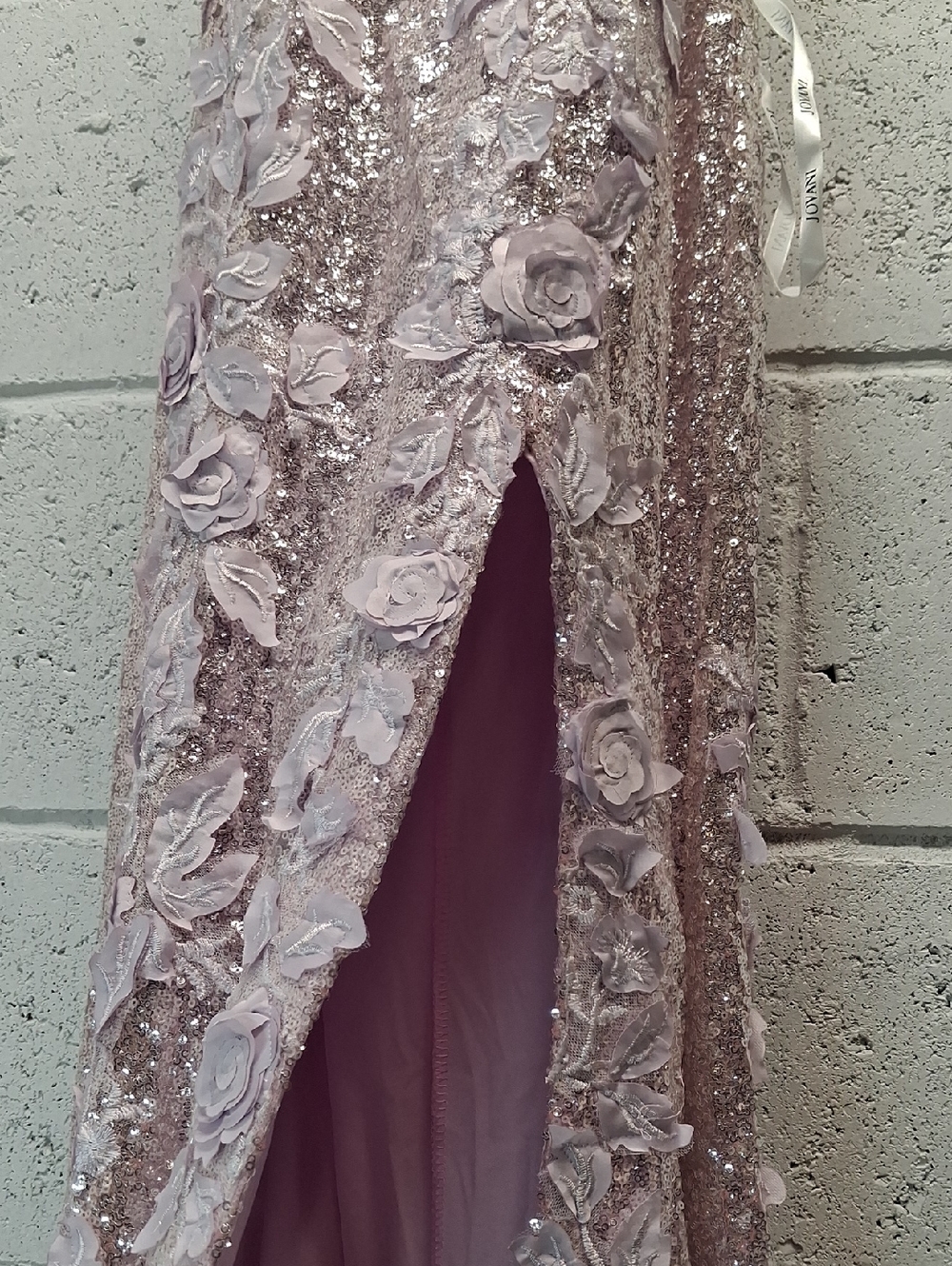 NWOT Jovani Sequin Floral Appliqué Gown in Light Pink - Picture 8 of 13